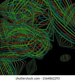 Falling color figures. Abstract background with color striped figures for card or poster. Background with falling colorful geometric figures for your design. Vector texture.