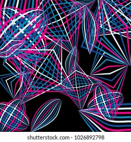 Falling color figures. Concept background with color striped figures for poster or mobile application. Background with falling colorful geometric figures for your design. Vector texture.
