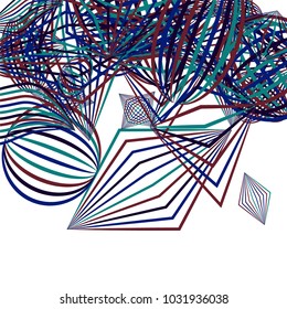Falling color figures. Concept background with color striped figures for print or banner. Background with falling colorful geometric figures for your design. Vector texture.
