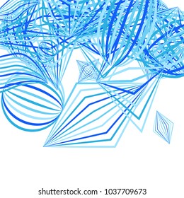 Falling color figures. Concept background with color striped figures for print or banner. Background with falling colorful geometric figures for your design. Vector texture.
