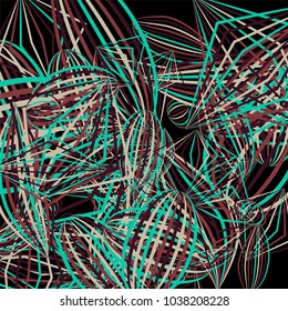 Falling color figures. Concept background with color striped figures for poster or mobile application. Background with falling colorful geometric figures for your design. Vector texture.

