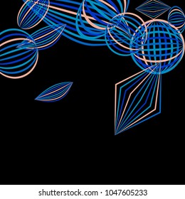 Falling color figures. Concept background with color striped figures for mobile application or print. Background with falling colorful geometric figures for your design. Vector texture.

