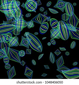 Falling color figures. Concept background with color striped figures for mobile application or print. Background with falling colorful geometric figures for your design. Vector texture.
