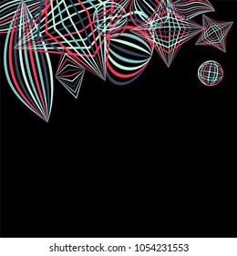 Falling color figures. Concept background with color striped figures for mobile application or print. Background with falling colorful geometric figures for your design. Vector texture.
