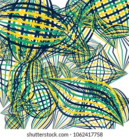 Falling color figures. Concept background with color striped figures for mobile application or print. Background with falling colorful geometric figures for your design. Vector texture.
