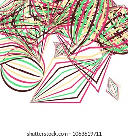 Falling color figures. Concept background with color striped figures for mobile application or print. Background with falling colorful geometric figures for your design. Vector texture.
