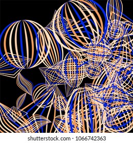 Falling color figures. Concept background with color striped figures for poster or mobile application. Background with falling colorful geometric figures for your design. Vector texture.
