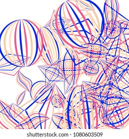 Falling color figures. Concept background with color striped figures for mobile application or print. Background with falling colorful geometric figures for your design. Vector texture.

