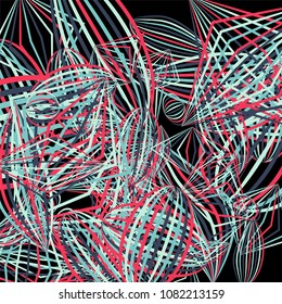Falling color figures. Concept background with color striped figures for mobile application or print. Background with falling colorful geometric figures for your design. Vector texture.
