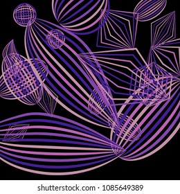 Falling color figures. Concept background with color striped figures for poster or mobile application. Background with falling colorful geometric figures for your design. Vector texture.

