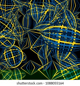 Falling color figures. Concept background with color striped figures for poster or mobile application. Background with falling colorful geometric figures for your design. Vector texture.
