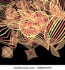 Falling color figures. Concept background with color striped figures for poster or mobile application. Background with falling colorful geometric figures for your design. Vector texture.
