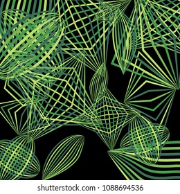 Falling color figures. Concept background with color striped figures for print or banner. Background with falling colorful geometric figures for your design. Vector texture.
