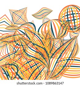 Falling color figures. Concept background with color striped figures for mobile application or print. Background with falling colorful geometric figures for your design. Vector texture.
