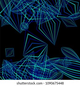Falling color figures. Concept background with color striped figures for mobile application or print. Background with falling colorful geometric figures for your design. Vector texture.
