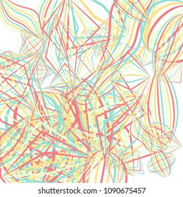 Falling color figures. Concept background with color striped figures for card or poster. Background with falling colorful geometric figures for your design. Vector texture.
