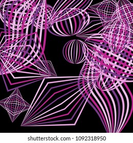 Falling color figures. Concept background with color striped figures for mobile application or print. Background with falling colorful geometric figures for your design. Vector texture.
