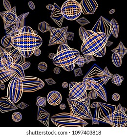 Falling color figures. Concept background with color striped figures for mobile application or print. Background with falling colorful geometric figures for your design. Vector texture.
