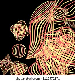 Falling color figures. Concept background with color striped figures for card or poster. Background with falling colorful geometric figures for your design. Vector texture.
