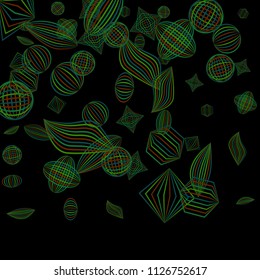 Falling color figures. Concept background with color striped figures for mobile application or print. Background with falling colorful geometric figures for your design. Vector texture.
