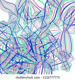 Falling color figures. Concept background with color striped figures for mobile application or print. Background with falling colorful geometric figures for your design. Vector texture.
