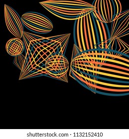 Falling color figures. Concept background with color striped figures for mobile application or print. Background with falling colorful geometric figures for your design. Vector texture.
