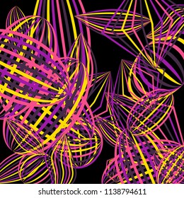Falling color figures. Concept background with color striped figures for card or poster. Background with falling colorful geometric figures for your design. Vector texture.

