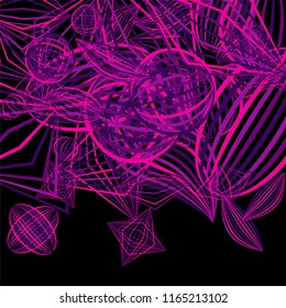 Falling color figures. Concept background with color striped figures for mobile application or print. Background with falling colorful geometric figures for your design. Vector texture.