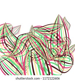 Falling color figures. Concept background with color striped figures for card or poster. Background with falling colorful geometric figures for your design. Vector texture.