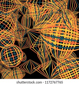 Falling color figures. Concept background with color striped figures for mobile application or print. Background with falling colorful geometric figures for your design. Vector texture.
