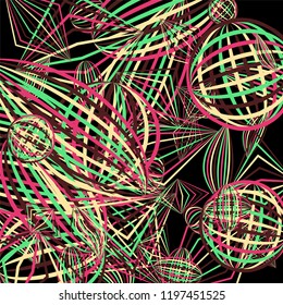 Falling color figures. Concept background with color striped figures for mobile application or print. Background with falling colorful geometric figures for your design. Vector texture.