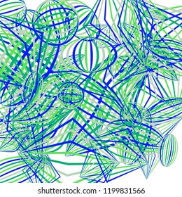 Falling color figures. Concept background with color striped figures for card or poster. Background with falling colorful geometric figures for your design. Vector texture.