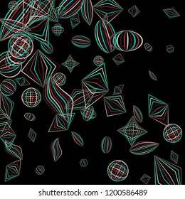 Falling color figures. Concept background with color striped figures for card or poster. Background with falling colorful geometric figures for your design. Vector texture.