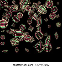 Falling color figures. Concept background with color striped figures for poster or mobile application. Background with falling colorful geometric figures for your design. Vector texture.