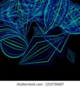 Falling color figures. Concept background with color striped figures for mobile application or print. Background with falling colorful geometric figures for your design. Vector texture.