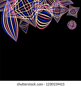 Falling color figures. Concept background with color striped figures for poster or mobile application. Background with falling colorful geometric figures for your design. Vector texture.