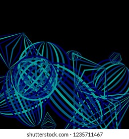 Falling color figures. Concept background with color striped figures for mobile application or print. Background with falling colorful geometric figures for your design. Vector texture.