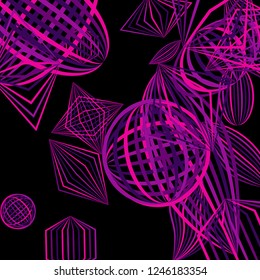 Falling color figures. Concept background with color striped figures for poster or mobile application. Background with falling colorful geometric figures for your design. Vector texture.