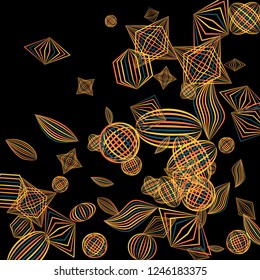Falling color figures. Concept background with color striped figures for print or banner. Background with falling colorful geometric figures for your design. Vector texture.