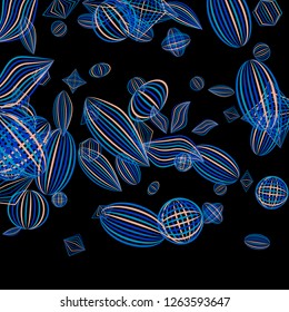 Falling color figures. Concept background with color striped figures for poster or mobile application. Background with falling colorful geometric figures for your design. Vector texture.