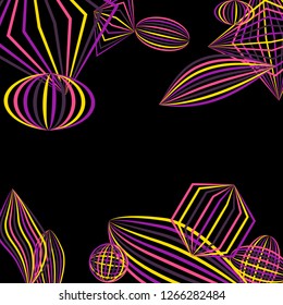 Falling color figures. Concept background with color striped figures for mobile application or print. Background with falling colorful geometric figures for your design. Vector texture.