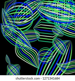 Falling color figures. Concept background with color striped figures for card or poster. Background with falling colorful geometric figures for your design. Vector texture.
