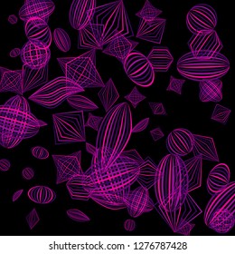 Falling color figures. Concept background with color striped figures for card or poster. Background with falling colorful geometric figures for your design. Vector texture.