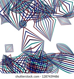 Falling color figures. Concept background with color striped figures for card or poster. Background with falling colorful geometric figures for your design. Vector texture.