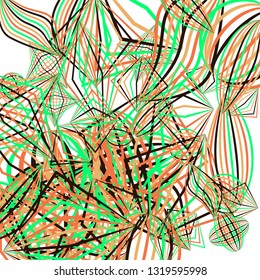 Falling color figures. Concept background with color striped figures for poster or mobile application. Background with falling colorful geometric figures for your design. Vector texture.