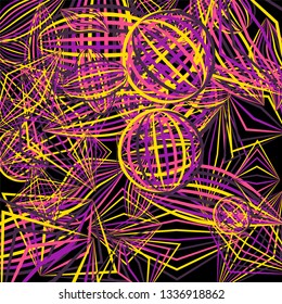 Falling color figures. Concept background with color striped figures for mobile application or print. Background with falling colorful geometric figures for your design. Vector texture.