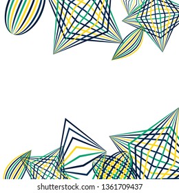 Falling color figures. Concept background with color striped figures for print or banner. Background with falling colorful geometric figures for your design. Vector texture.