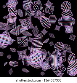 Falling color figures. Concept background with color striped figures for poster or mobile application. Background with falling colorful geometric figures for your design. Vector texture.