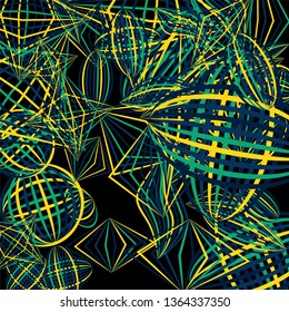 Falling color figures. Concept background with color striped figures for mobile application or print. Background with falling colorful geometric figures for your design. Vector texture.