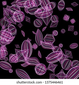 Falling color figures. Concept background with color striped figures for print or banner. Background with falling colorful geometric figures for your design. Vector texture.
